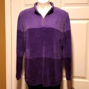 Alfred Dunner Knitted Half-Zip Women's Purple Pullover Sweater - Size Medium